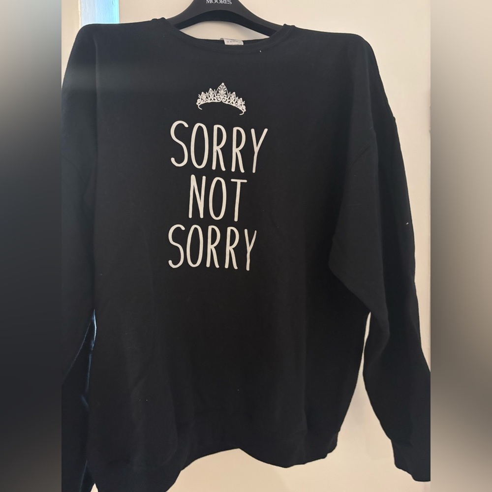 Jerzees Black 'Sorry Not Sorry' Crewneck Sweater